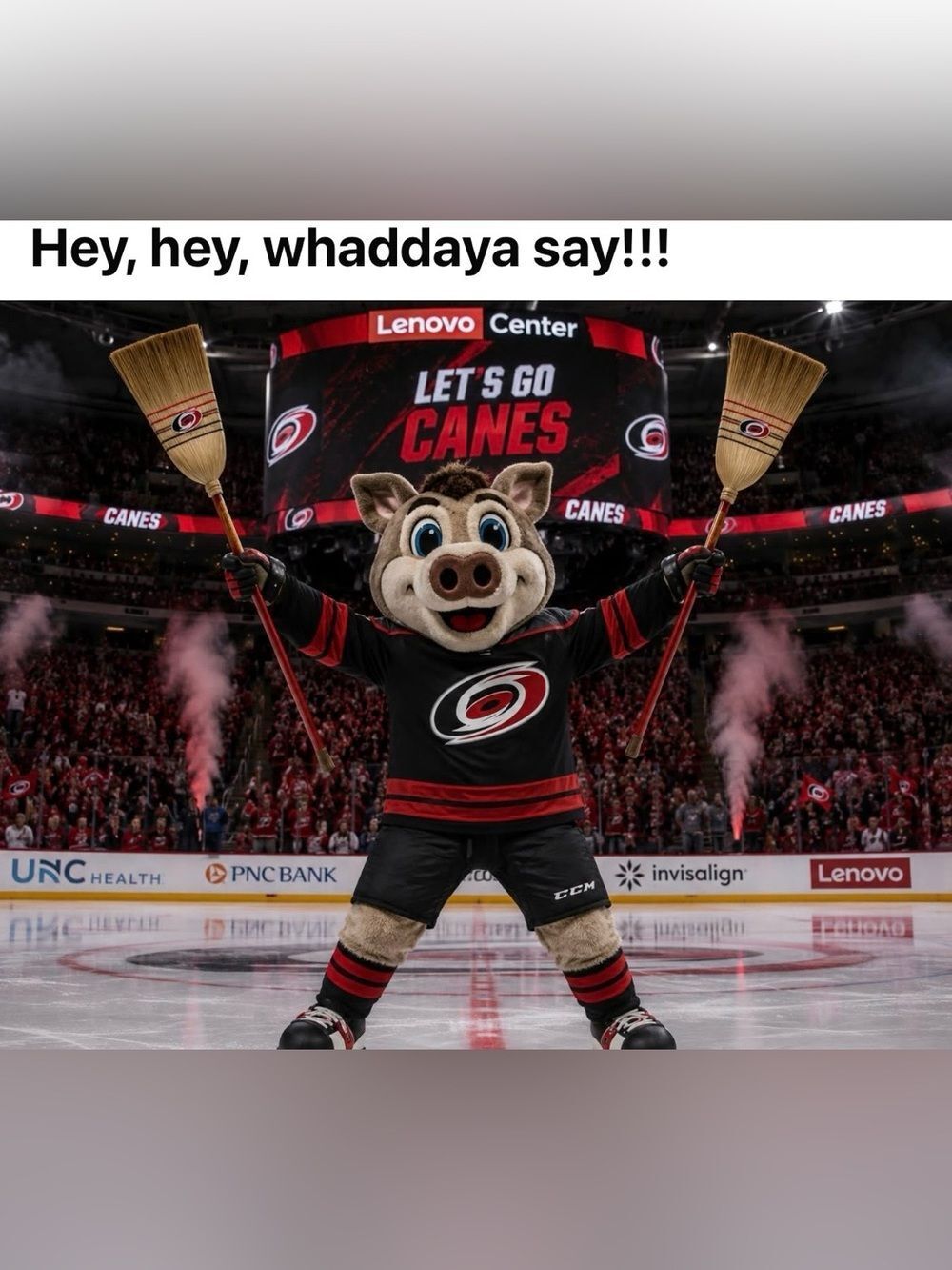 Stormy says See my North Carolina Carolina Hurricanes Logo clothes caps & gear
